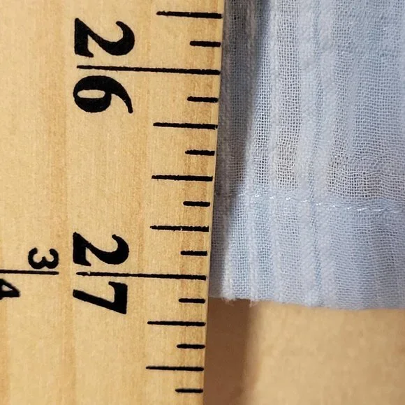 Jones New York Powder Blue Rolled Sleeve Sheer Searsucker Blouse Women Size M - Picture 8 of 12